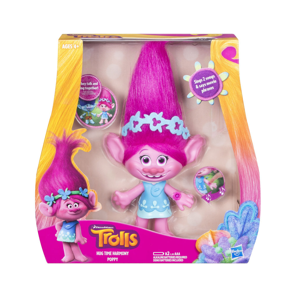 DreamWorks Trolls Poppy colors and features close-up reveal vibrant styling and expression.