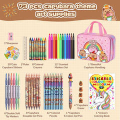 DreamyCandy Capybara travel coloring case keeps supplies organized during trips.