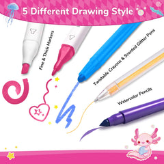 DreamyCandy washable fine tip markers offer precise lines for details.