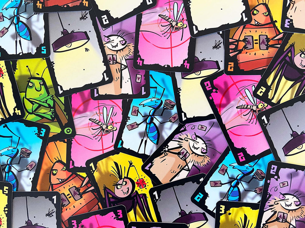 Close-up of Cheating Moth cards showing numbers and abilities
