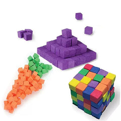 Dremung EVA Sticky Blocks arranged in a colorful cube display for STEM play