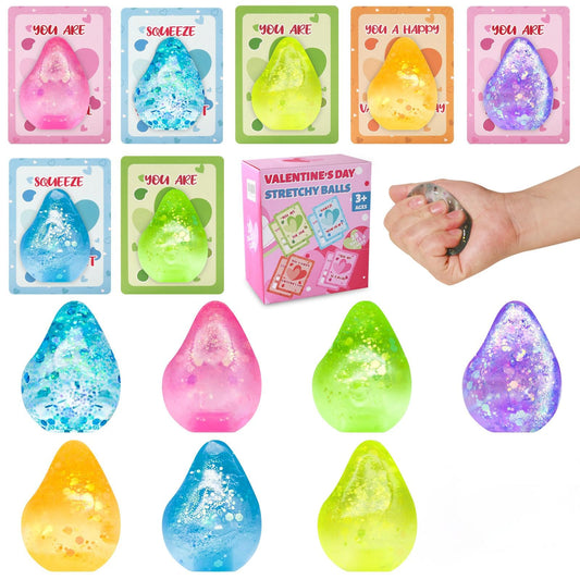 Drephere Dream Drop glitter stress ball with ice-cube glitter swirl for visual sensory play.