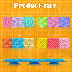 Drephere textured suction toys being rubbed between fingers for tactile relief