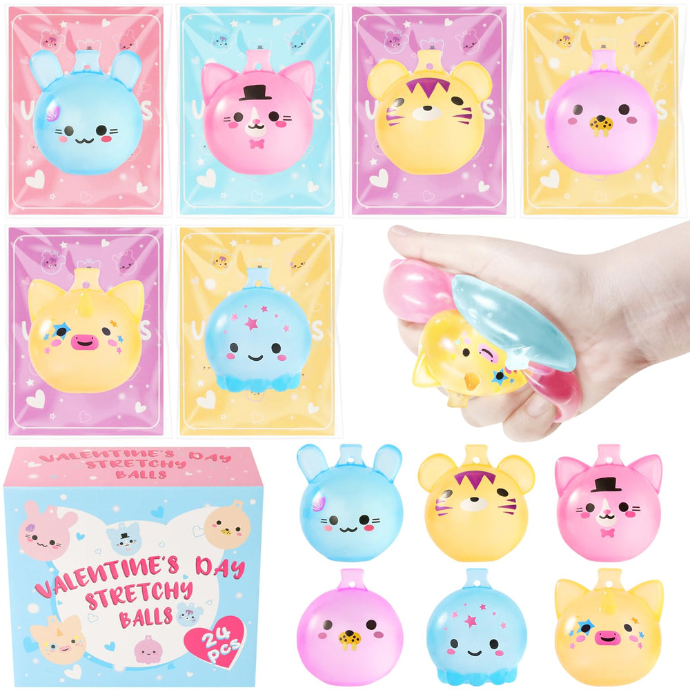 Drephere Valentine stress balls with six animal designs for classroom sensory play and focus.