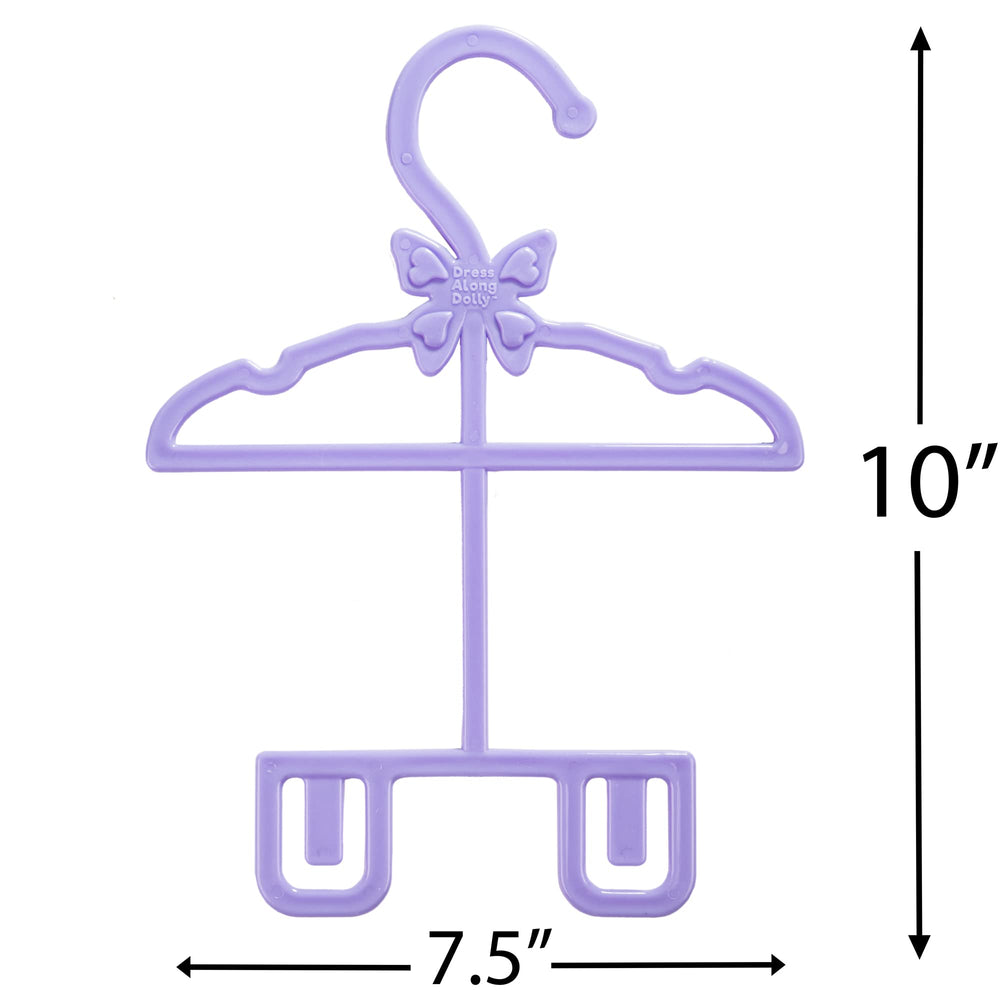 Purple Dress Along Dolly hanger holding a dress securely for easy outfit prep
