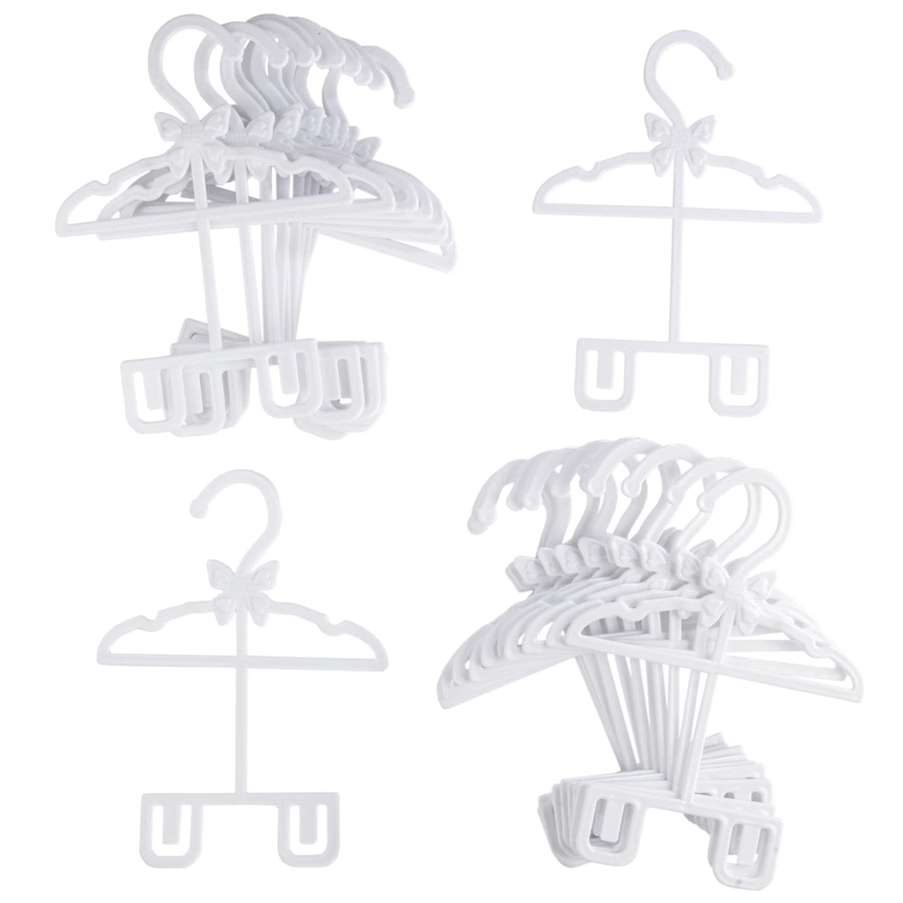 Dress Along Dolly doll full-outfit hangers keep tops and bottoms together for easy organization.