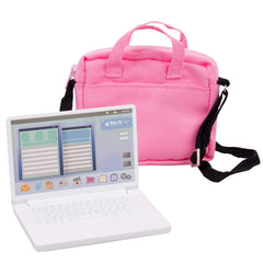 Dress Along Dolly metal laptop display for 18-inch dolls; durable play accessory.