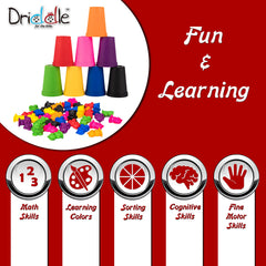 Driddle bears and cups demonstrate sorting and counting for preschoolers