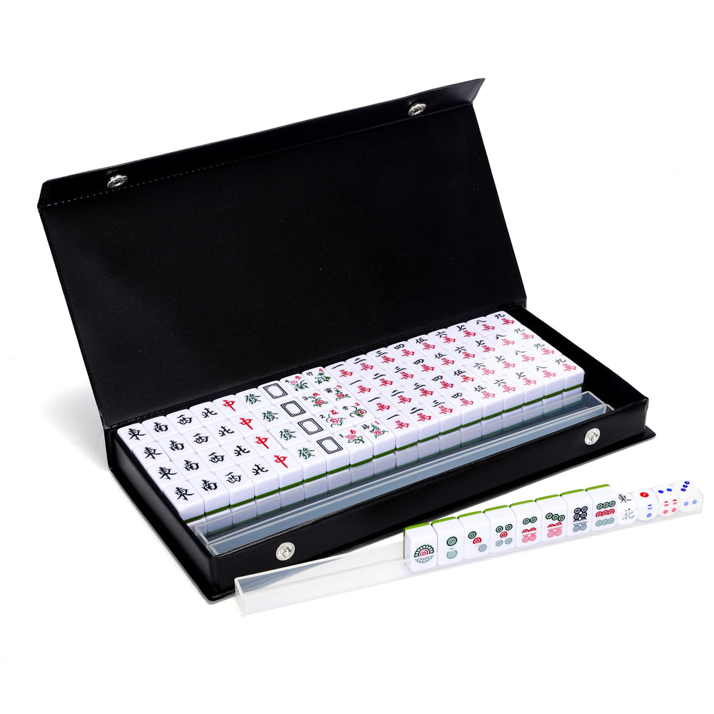 Drizzle pink travel mini mahjong set tiles close-up for portable play.