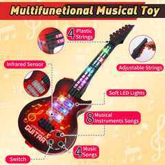 Drmukie Kids Guitar Toy red strings focus shows adjustable strings for pitch exploration