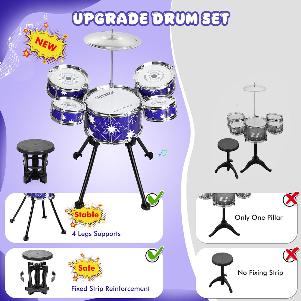 Drmukie upgraded drum set cymbal adds dynamic sounds for imaginative play
