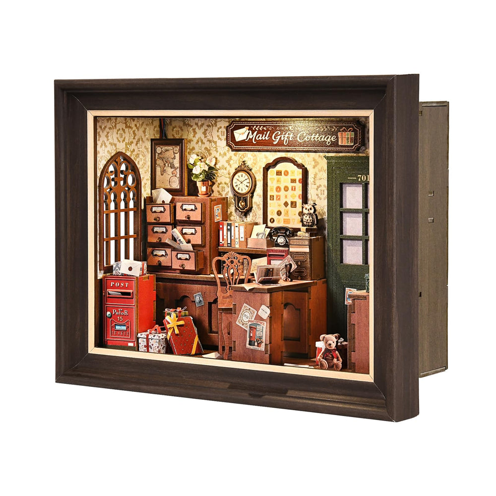 DROICC Book Nook Kit 3D puzzle with LED lighting for tabletop display.