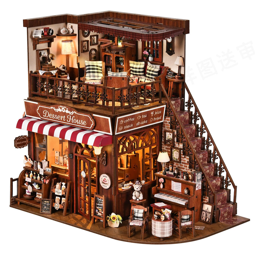 DROICC DIY miniature house kit front view, ideal for desk display.