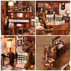 DROICC DIY miniature house kit LED lighting, warm glow day or night.