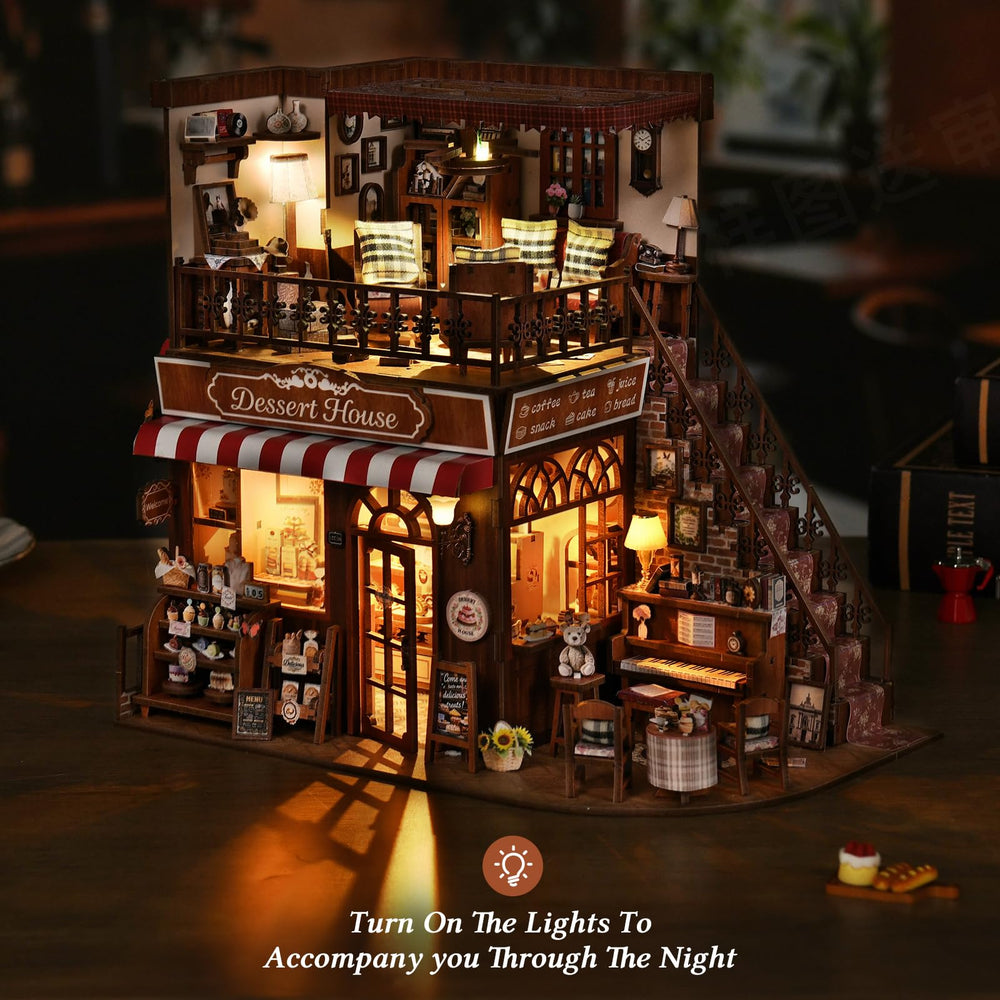 DROICC DIY miniature house kit sofa and bookshelves, decorative storytelling.