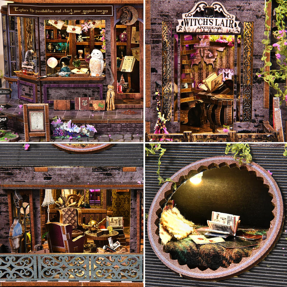 DROICC dollhouse magic city interior study with books and armchair invites focused building.