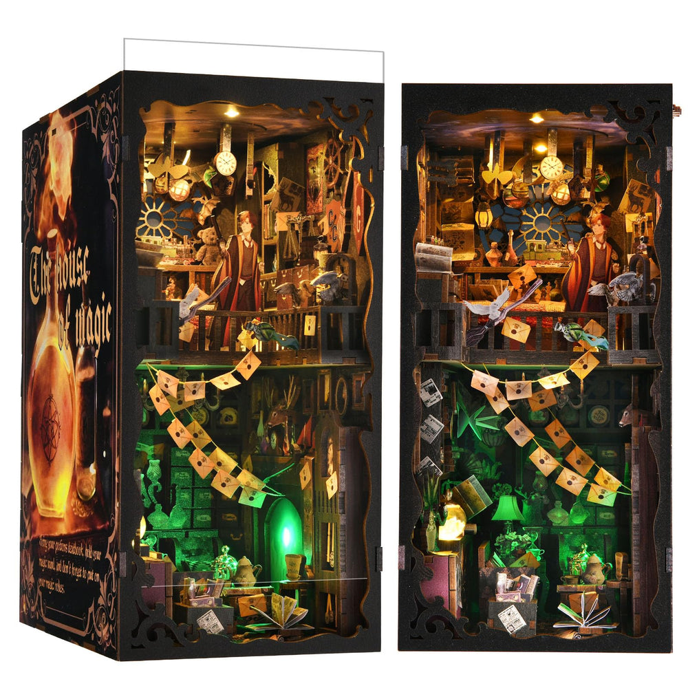 DROICC LED-lit wizard house green fireplace glow adds magical lighting