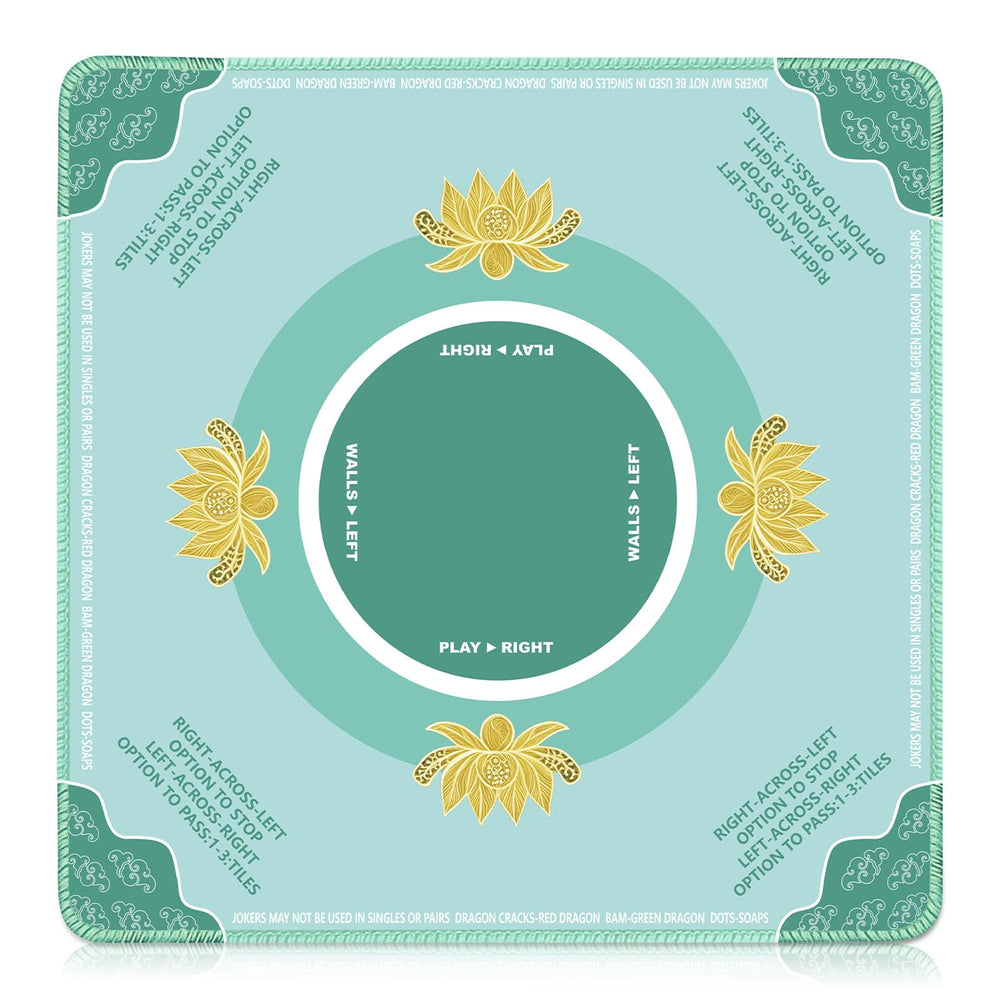 Drounphi Mahjong Mat on a table with smooth neoprene surface for quiet, comfortable play