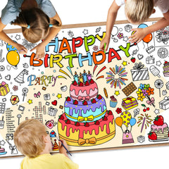 Drunze Happy Birthday Giant Poster on table with spacious coloring area