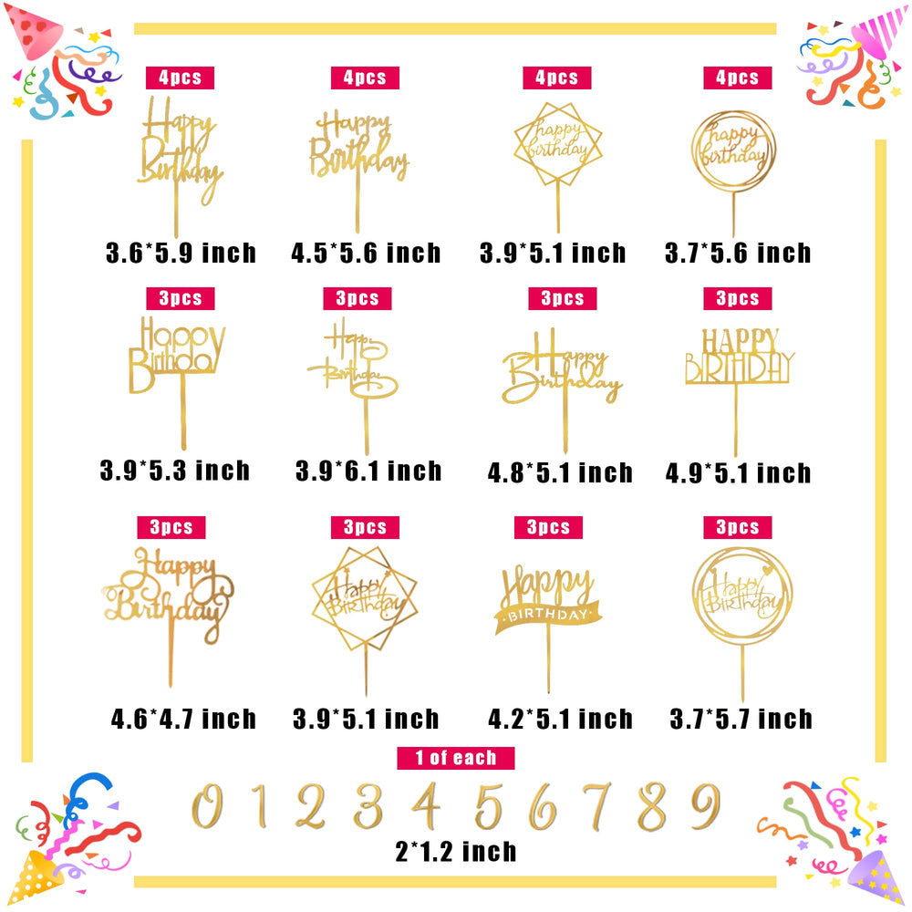 DRWATE gold happy birthday topper set for versatile cake styling