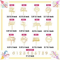 DRWATE gold happy birthday topper set for versatile cake styling
