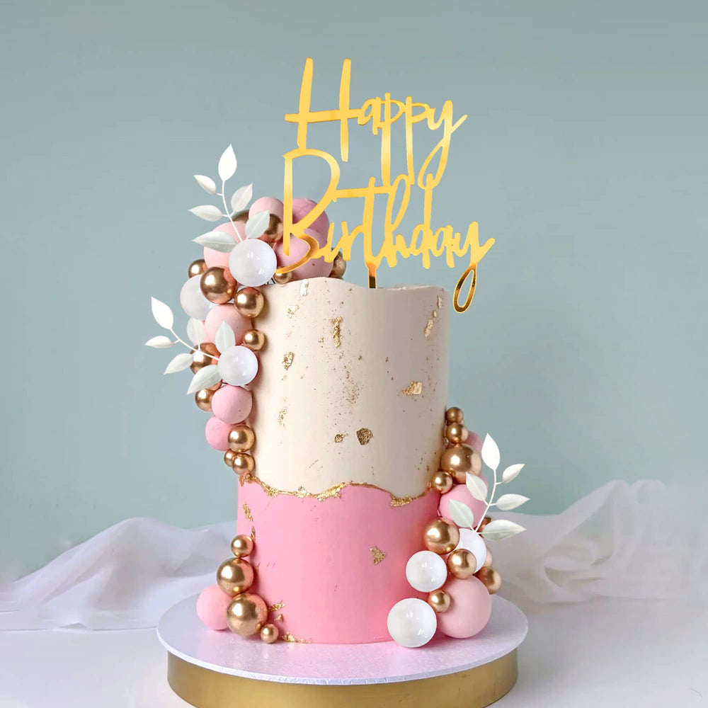 DRWATE happy birthday topper in acrylic provides a crisp finish