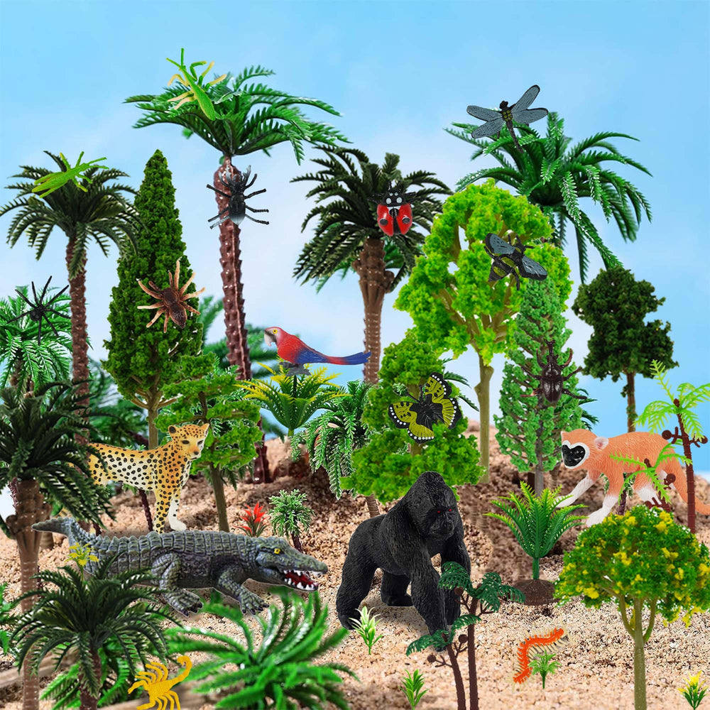 DRWATE rainforest animals figures ideal as cake toppers and party decorations.