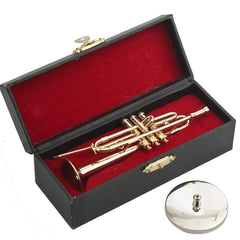 Dselvgvu brass miniature trumpet with gold plating enhances room decor.