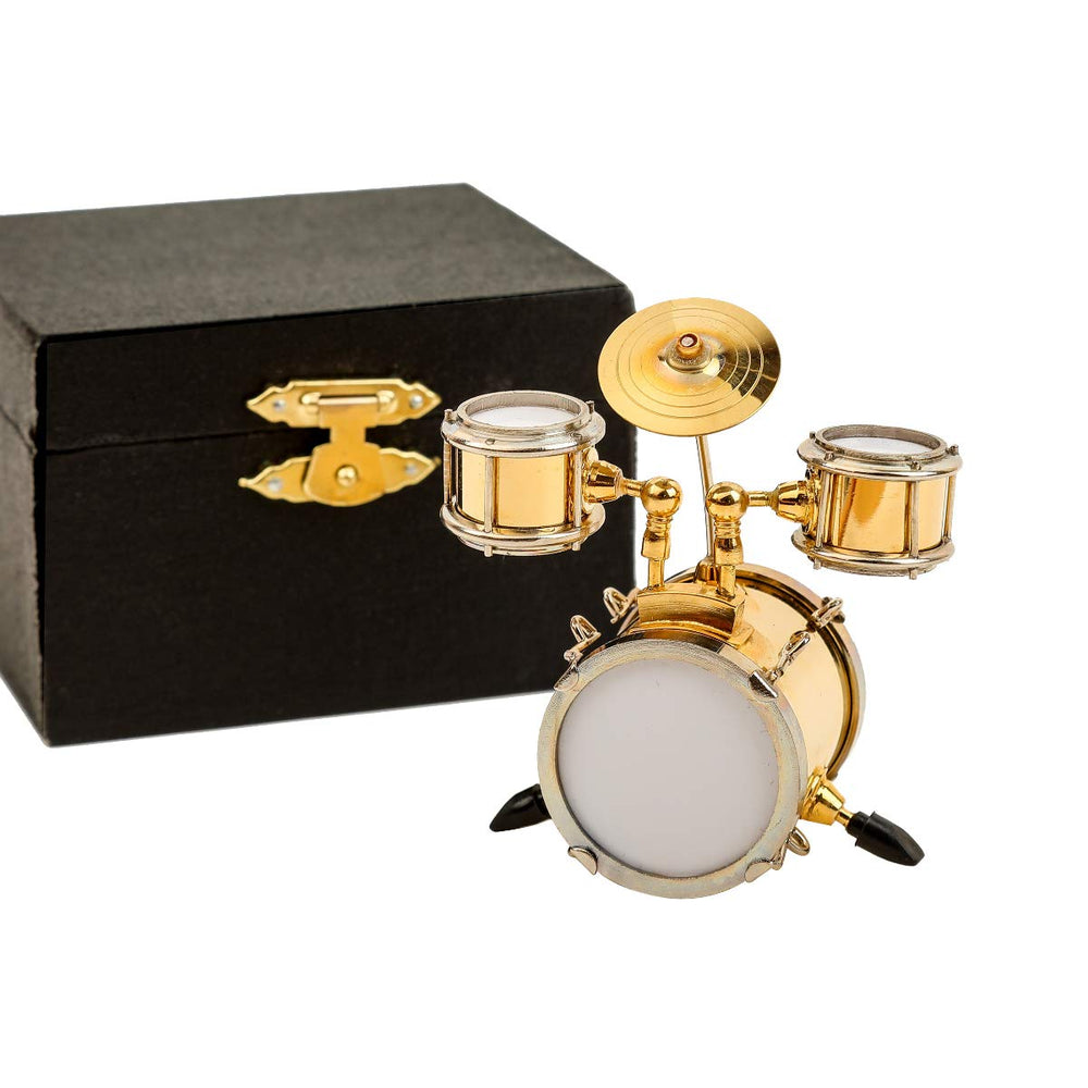 Dselvgvu miniature drum in gold with case, decorative display and collectible