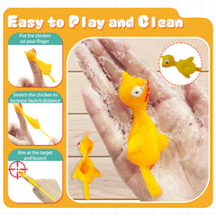 Dshengoo yellow chick toy closeup highlights durable TPR build for repeated use.
