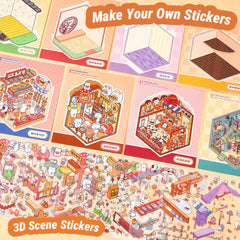 DSNJPZX 3D sticker scene book display-ready art for desks and shelves.