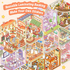 DSNJPZX 3D sticker scene book spiral-bound layout keeps pages organized.