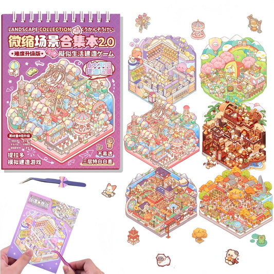 DSNJPZX DIY 3D Scene Stickers set bakery diorama showcases vivid colors for charming kitchen or shelf displays.