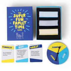 DSS Games The Super Fun Family Time Game spinner, quick category picks for inclusive rounds.