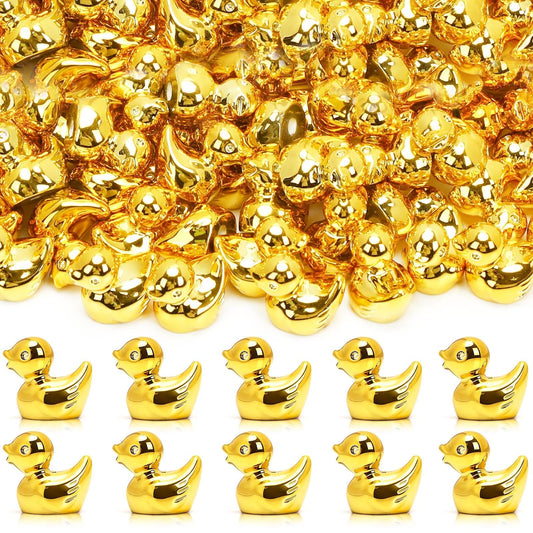 DTOFOOT gold mini ducks bulk close-up highlighting durable resin finish for elegant decor.