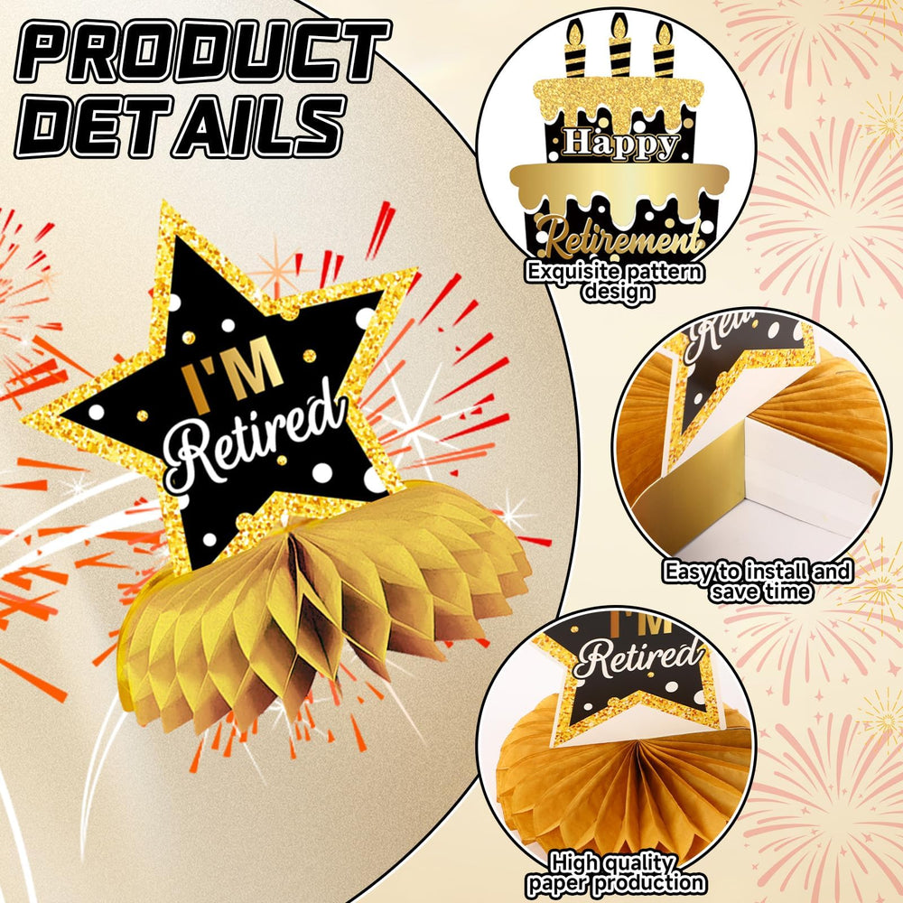 DTOFOOT retirement honeycomb centerpiece featuring crest and dots for festive charm.
