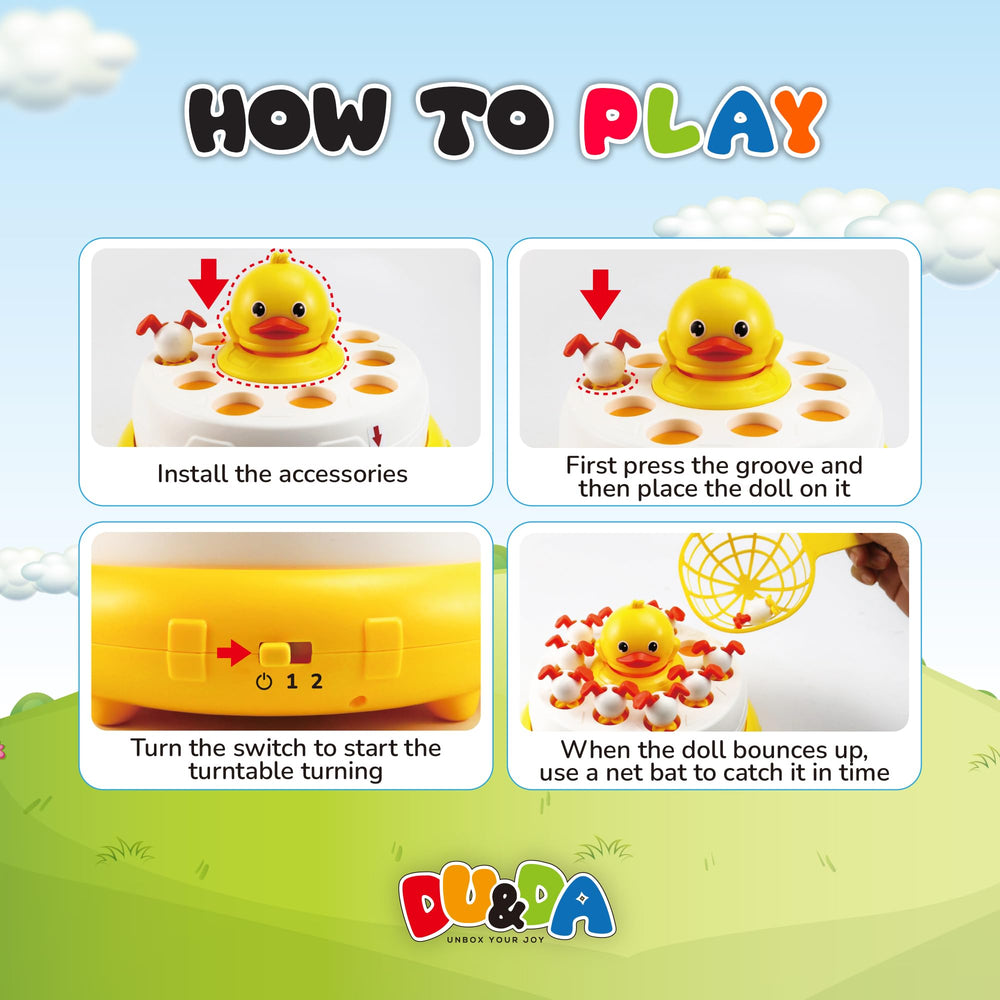 DU&DA Pop Up Duck Catch Game moments as kids play together with nets.