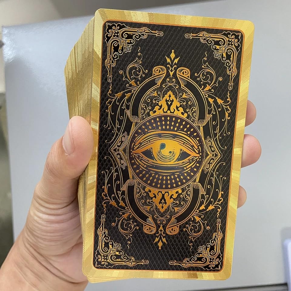 Spanish and English Golden Foil Tarot Deck Dual-language guidebook for learning and practice.