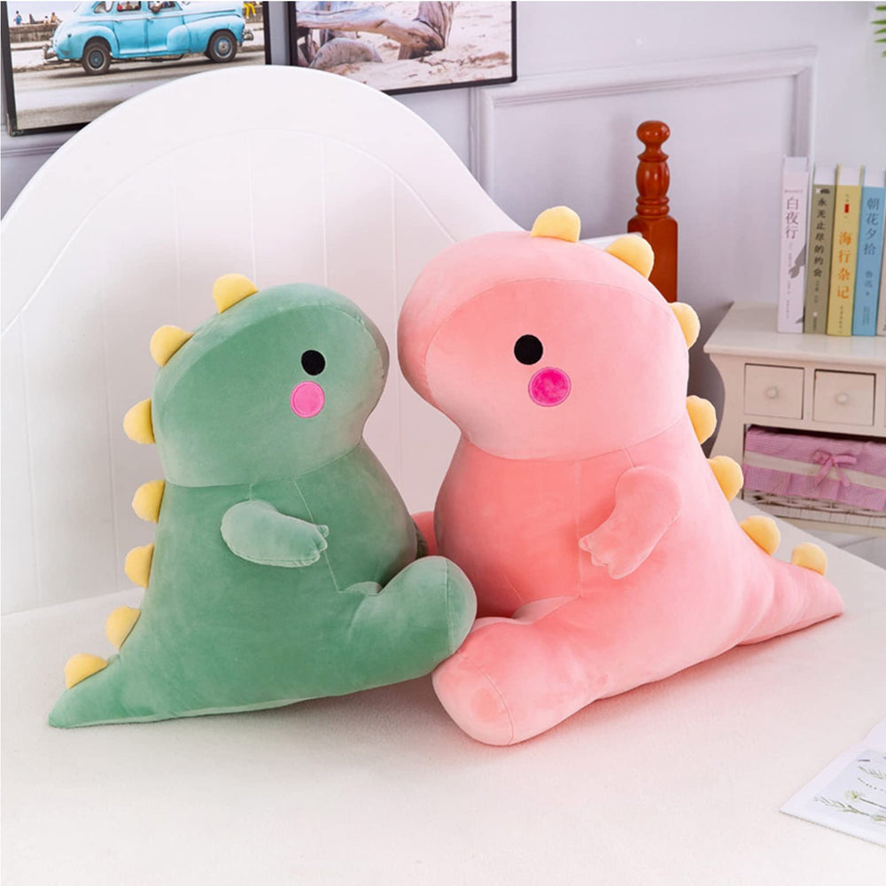 DUANMUL dinosaur plush displayed on sofa for kid-friendly room décor.