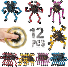 DUBANJOWE 12-piece transformable robot spinner front view for dynamic play and focus.