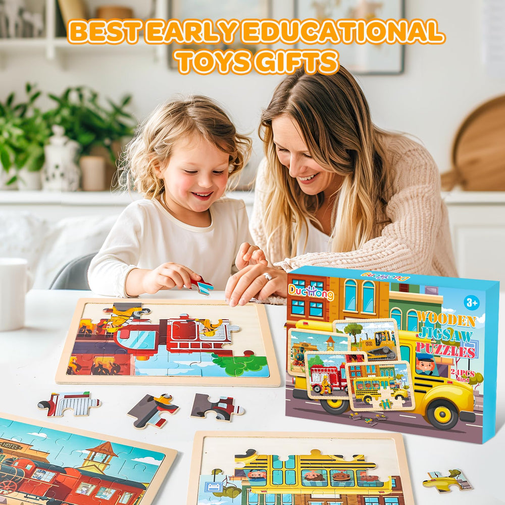 Duchong colorful occupational vehicle puzzles spark curiosity during play.