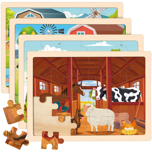 Duchong 4-in-1 farm puzzles box improves shape recognition during play.