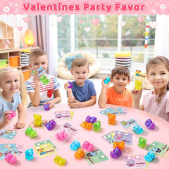 Duchong colorfully colored bears in six colors for kid friendly valentines.