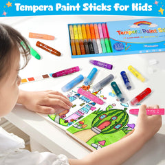Duchong tempera sticks work on paper, cardboard, wood, and more.