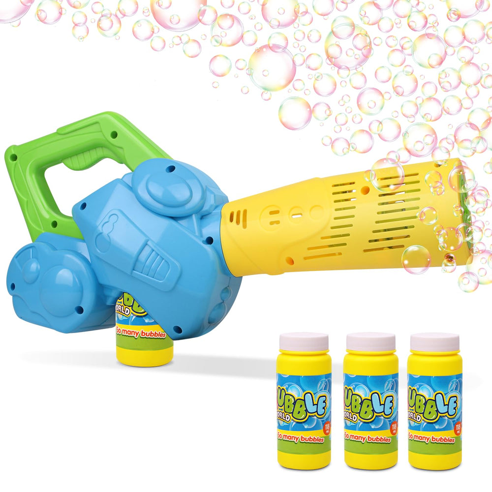 Duckura Bubble Leaf Blower toy with spinning wands for outdoor play and bubbles