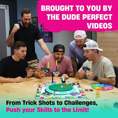 Dude Perfect goalie net demonstrates interactive defense during play sessions.
