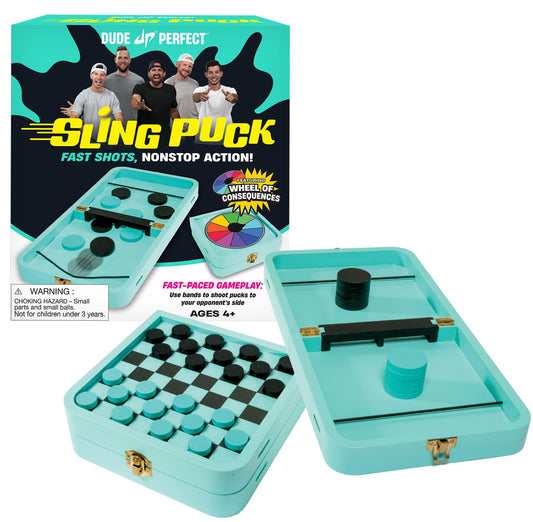 Dude Perfect Sling Puck board ready for fast-paced play and family fun.