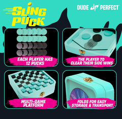 Dude Perfect Sling Puck wheel of consequences side adds playful challenge.