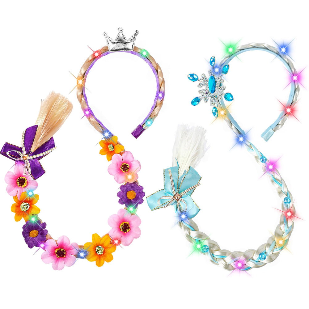 DUDUCOFU princess wig braid with tiara flowers for magical dress-up moments.