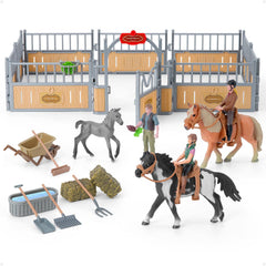 DuDuMo horse stable playset front view shows durable, kid-safe design for imaginative play.